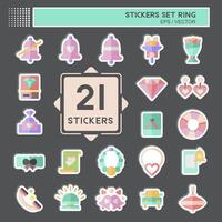 Sticker Set Ring. related to Wedding symbol. simple design editable. simple illustration vector