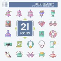 Icon Set Ring. related to Wedding symbol. doodle style. simple design editable. simple illustration vector