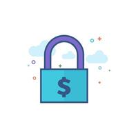 Padlock icon flat color style vector illustration