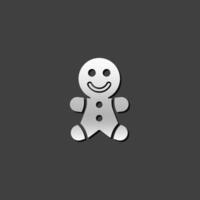 Gingerman icon in metallic grey color style. Food snack cake brown vector