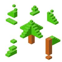 Concept with coniferous wood made of plastic bricks. Vector