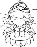 Cute Boy with Fairy Wings Cartoon Coloring Activity for Kids and Adult vector