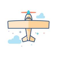 Vintage airplane icon flat color style vector illustration