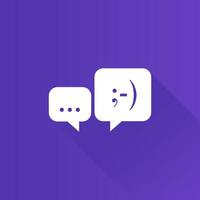 Chatting flat color icon long shadow vector illustration