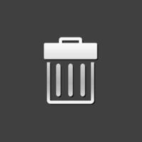 Trash bin icon in metallic grey color style.Garbage can clean office bucket vector