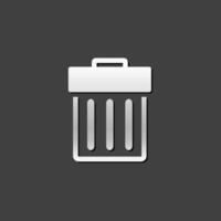 Trash bin icon in metallic grey color style.Garbage can clean office bucket vector