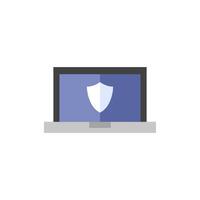 Laptops icon in flat color style. Electronic computer network antivirus malware adware virus detection vector