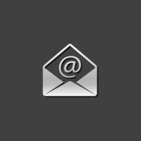 Email icon in metallic grey color style. Message open envelope vector