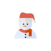 Snowman icon in flat color style. Snow winter December season Christmas vector