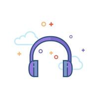 Headset audio icon flat color style vector illustration