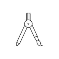 Drawing compass icon in thin outline style vector
