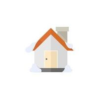 House with snow icon in flat color style. December Christmas vector