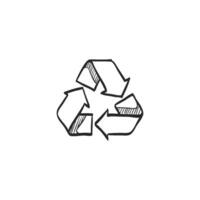 Hand drawn sketch icon recycle symbol vector