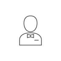 Waiter avatar icon in thin outline style vector