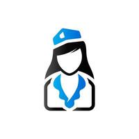 Stewardess avatar icon in duo tone color. Transportation flight attendant vector