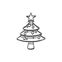 mano dibujado bosquejo icono Navidad árbol vector