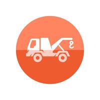 Tow icon in flat color circle style. Car automobile accident evacuate emergency vector