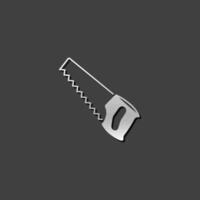 Hand saw icon in metallic grey color style.Carpenter tool equipment construction vector