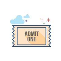 Ticket icon flat color style vector illustration