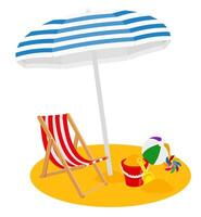 beach and sea summer leisure objects stock vector illustration isolated on white background