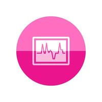 Heart rate monitor icon in flat color circle style. Medical health care digital surveillance patients critical coma vector