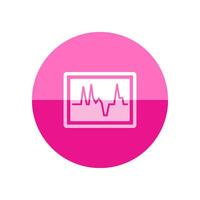 Heart rate monitor icon in flat color circle style. Medical health care digital surveillance patients critical coma vector