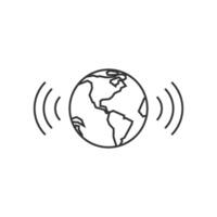 Wireless world icon in thin outline style vector