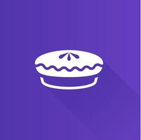 Cake flat color icon long shadow vector illustration