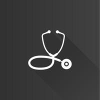 Stethoscope flat color icon long shadow vector illustration