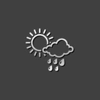 Weather overcast partly rain icon in metallic grey color style. forecast raining season monsoon vector