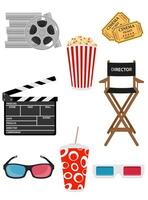 set cinema icons stock vector illustration isolated on white background