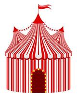 Ilustración de vector stock de carpa de circo rojo rayado aislado sobre fondo blanco