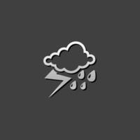 Weather overcast storm icon in metallic grey color style.Nature forecast thunder vector