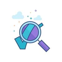 Magnifier check mark icon flat color style vector illustration