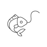 Hooked fish icon in thin outline style vector
