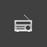 Radio icon in metallic grey color style. Communication broadcast media vector