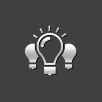 Light bulb icon in metallic grey color style. Idea inspiration light vector