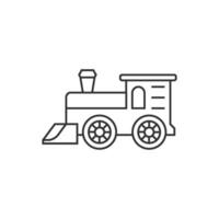 locomotora juguete icono en Delgado contorno estilo vector