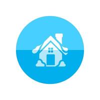 House with snow icon in flat color circle style. December Christmas vector