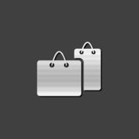 Shopping bags icon in metallic grey color style. Buying ecommerce vector