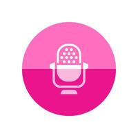 Microphone icon in flat color circle style. vector
