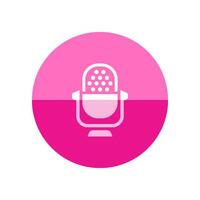 Microphone icon in flat color circle style. vector