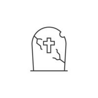 Tomb stone icon in thin outline style vector