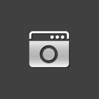 Washing machine icon in metallic grey color style.Laundry cleaning household vector