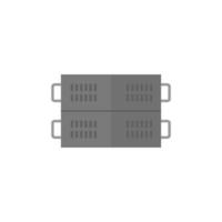 Server rack icon in flat color style. Computer data file center hosting cloud transfer vector