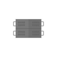 Server rack icon in flat color style. Computer data file center hosting cloud transfer vector