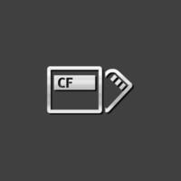 Compact flash and SD card icon in metallic grey color style. Computer photography storage vector