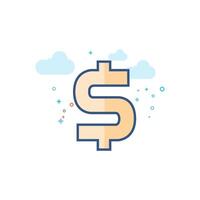 Dollar sign icon flat color style vector illustration