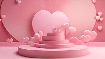 AI generated Valentine's day with pink colored design photo
