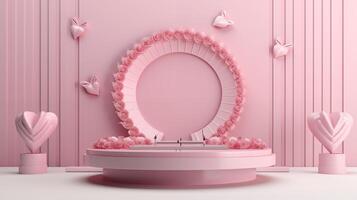 AI generated Valentine's day with pink colored design photo